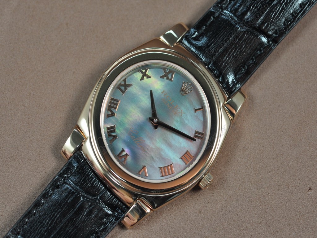 勞力士【男女兼用】Cellini 36mm RG/LE Pearl blue dial Ronda 762 石英機芯搭載7