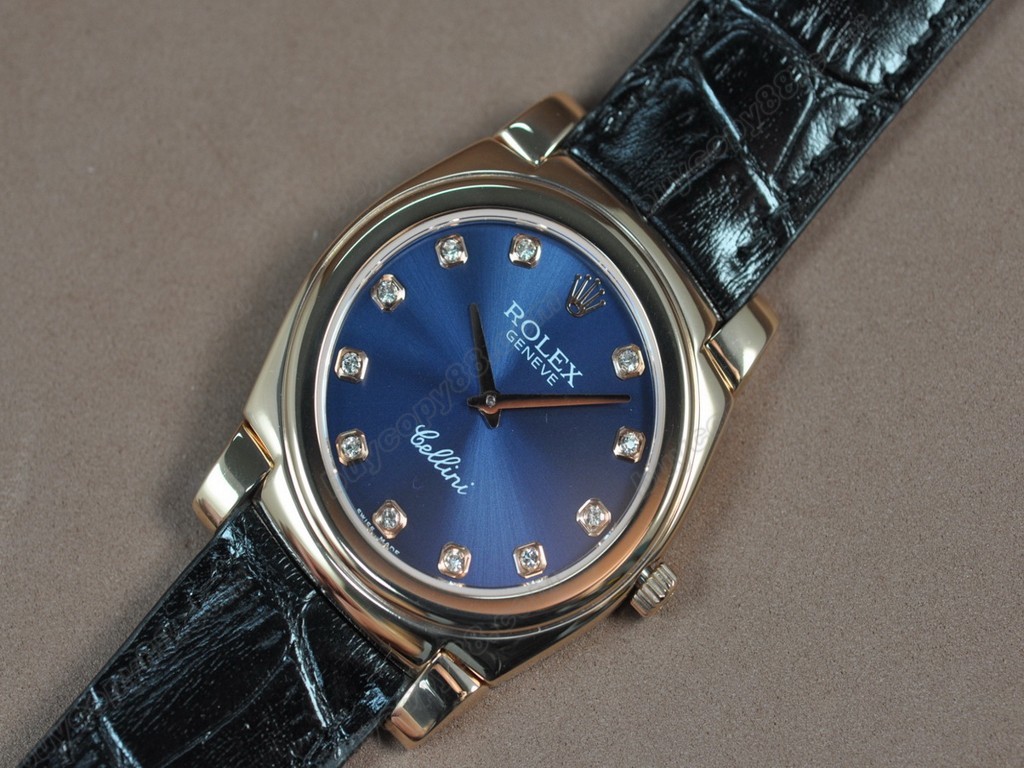 勞力士【男女兼用】 Cellini 36mm RG/LE Pearl blue dial Ronda 762 石英機芯搭載7