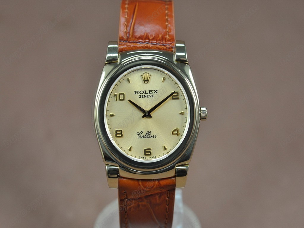 勞力士【男女兼用】Cellini 36mm YG/LE Silver dial Ronda 762 石英機芯搭載10