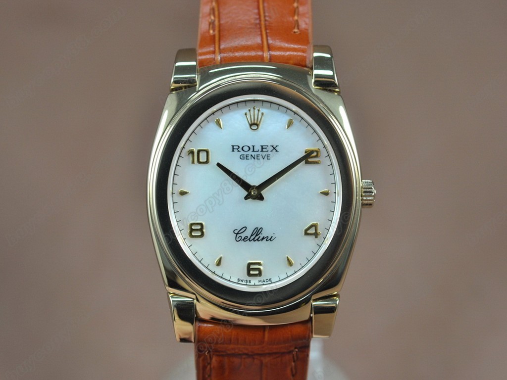 勞力士【男女兼用】Cellini 36mm YG/LE Silver dial Ronda 762 石英機芯搭載9