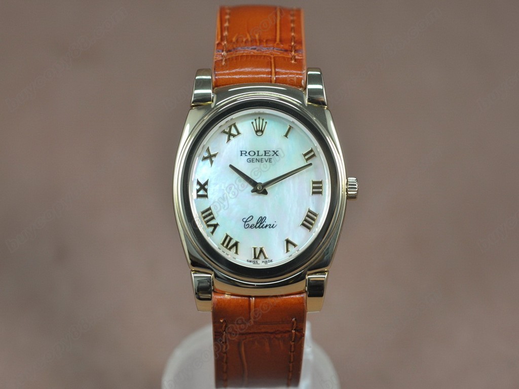 勞力士【男女兼用】 Cellini 36mm YG/LE Silver dial Ronda 762 石英機芯搭載10