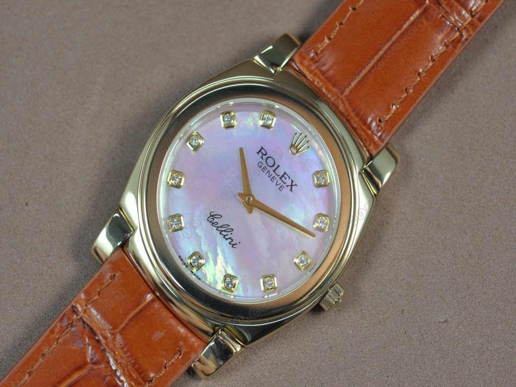 勞力士【男女兼用】Cellini 36mm YG/LE Pearl blue dial Ronda 762 石英機芯搭載3