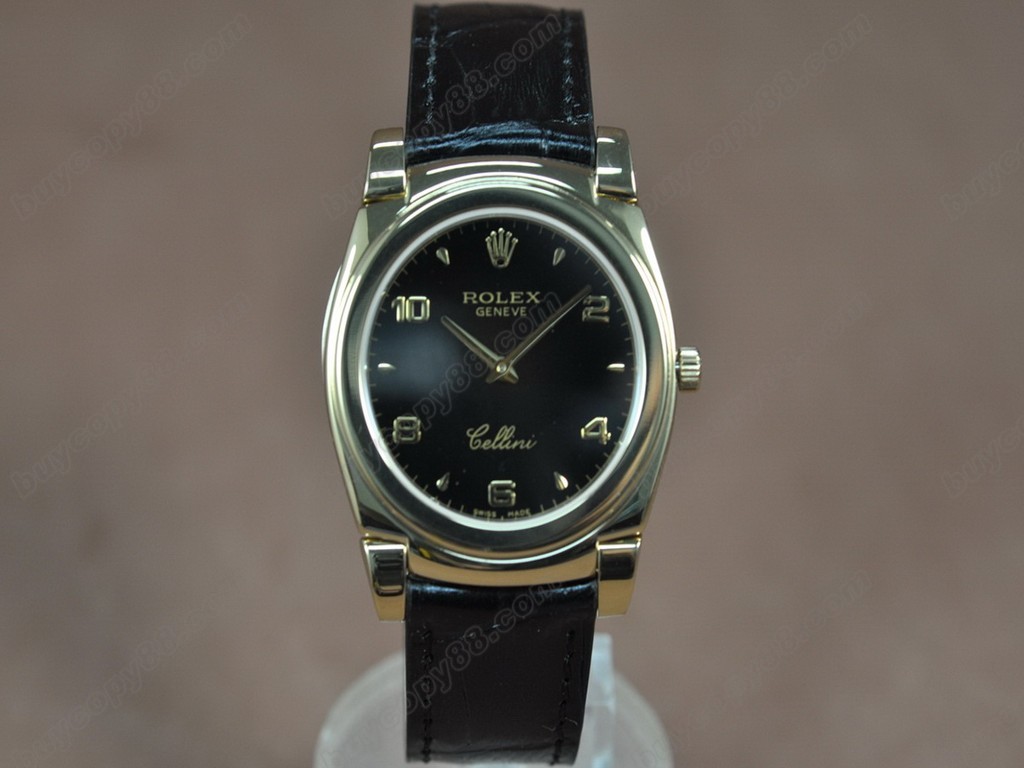 勞力士【男女兼用】Cellini 36mm YG/LE Pearl blue dial Ronda 762 石英機芯搭載0