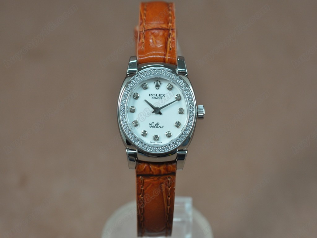 勞力士【女性用】Cellini 26mm SS/LE Diam Bel Pearl grey dial Ronda 762 石英機芯搭載0