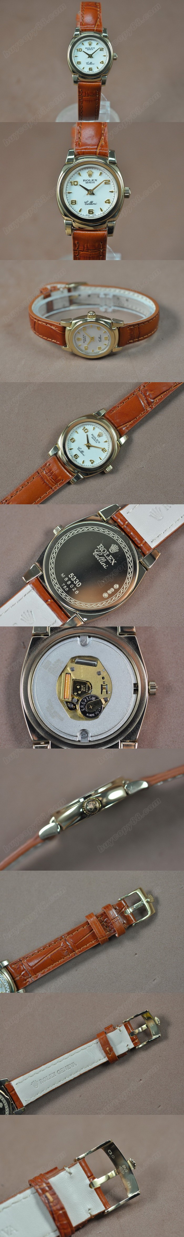  勞力士 Watches Cellini 26mm YG/LE 白 文字盤 Ronda 762 石英機芯 搭 載   0