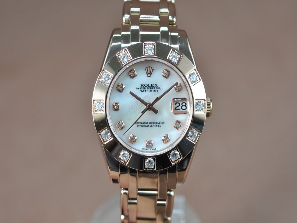 勞力士【女性用】 DateJust Mid 34mm Full RG White Dial A-2836-2 自動機芯搭載1