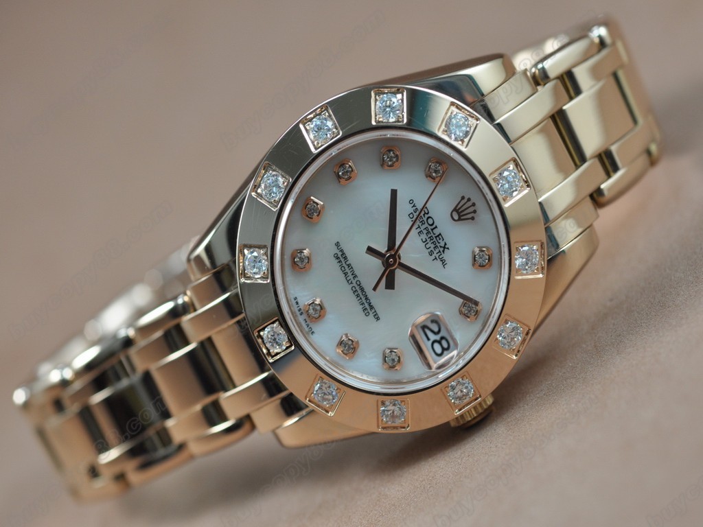 勞力士【女性用】 DateJust Mid 34mm Full RG White Dial A-2836-2 自動機芯搭載2