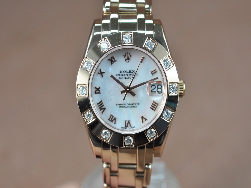 勞力士【女性用】DateJust Mid 34mm Full RG White Dial A-2836-2 自動機芯搭載0