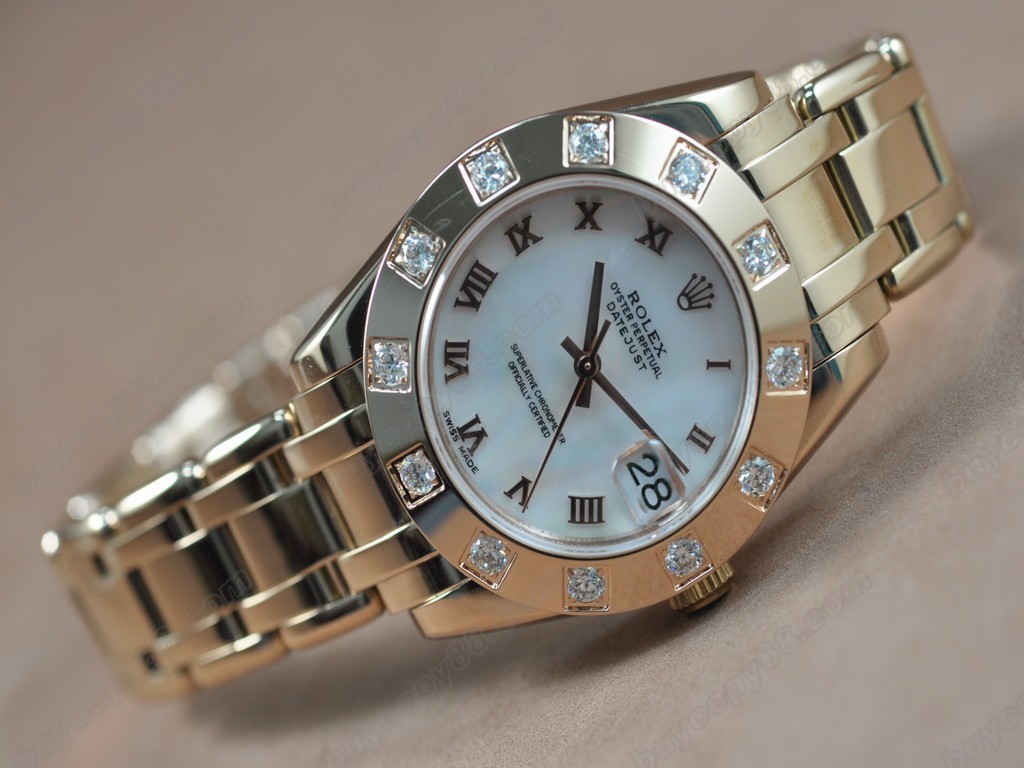 勞力士【女性用】DateJust Mid 34mm Full RG White Dial A-2836-2 自動機芯搭載1