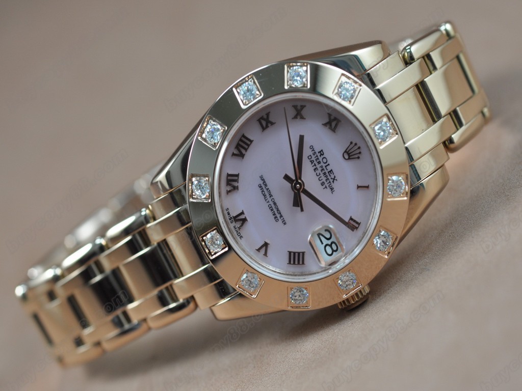 勞力士【女性用】 DateJust Mid 34mm Full RG White Dial A-2836-2自動機芯搭載2