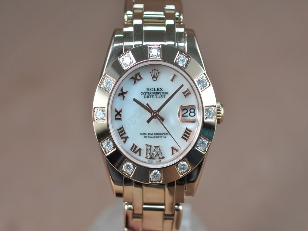 勞力士【女性用】 DateJust Mid 34mm Full RG White Dial A-2836-2 自動機芯搭載1