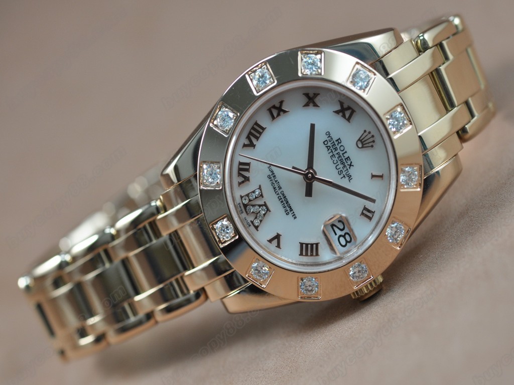 勞力士【女性用】 DateJust Mid 34mm Full RG White Dial A-2836-2 自動機芯搭載2