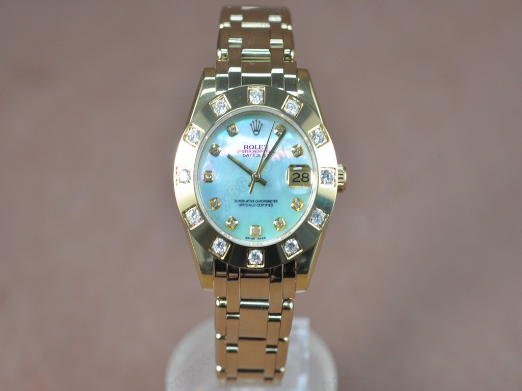 勞力士【女性用】 DateJust Mid 34mm Full YG White Dial A-2836-2 自動機芯搭載1