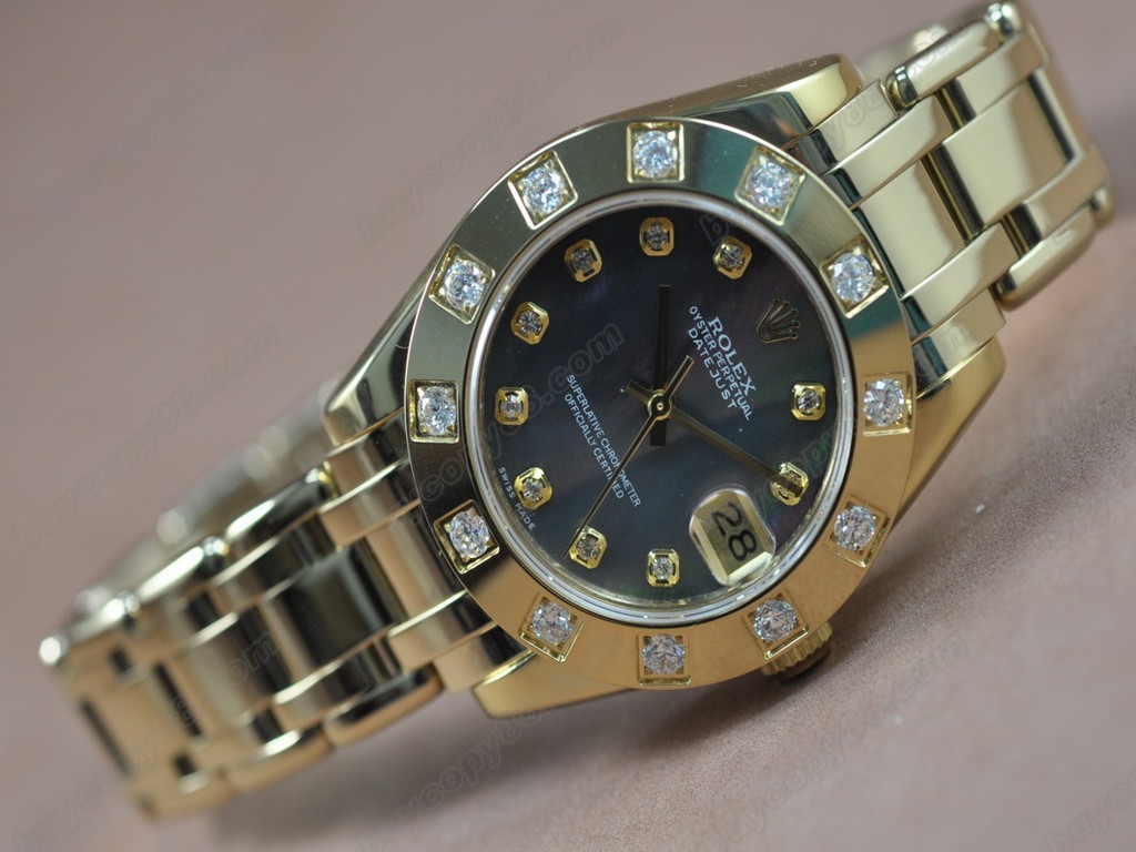 勞力士【女性用】 DateJust Mid 34mm Full YG White Dial A-2836-2 自動機芯搭載2