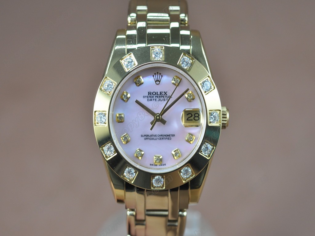 勞力士【女性用】DateJust Mid 34mm Full YG White Dial A-2836-2自動機芯搭載1