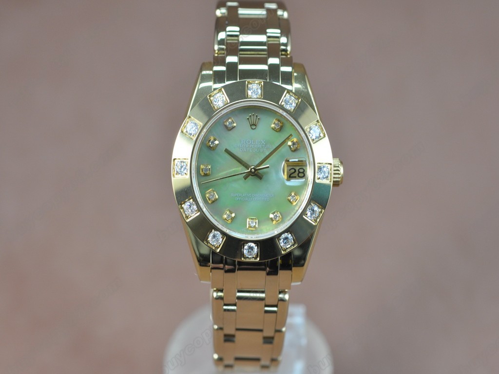 勞力士【女性用】DateJust Mid 34mm Full YG White Dial A-2836-2 自動機芯搭載7