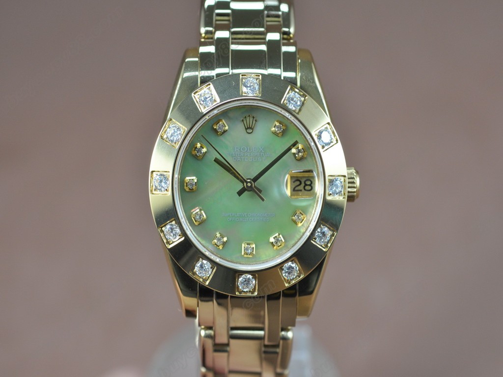 勞力士【女性用】DateJust Mid 34mm Full YG White Dial A-2836-2 自動機芯搭載8