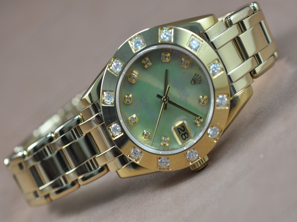 勞力士【女性用】DateJust Mid 34mm Full YG White Dial A-2836-2 自動機芯搭載5