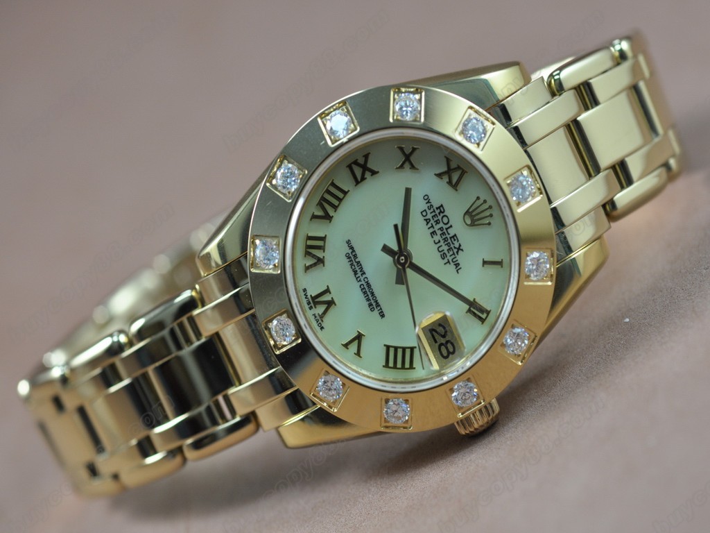 勞力士【女性用】DateJust Mid 34mm Full YG White Dial A-2836-2 自動機芯搭載7