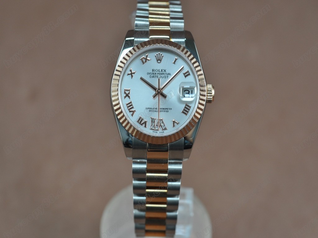 勞力士【男性用】DateJust 36mm TT White Dial A-2836-2 自動機芯搭載0