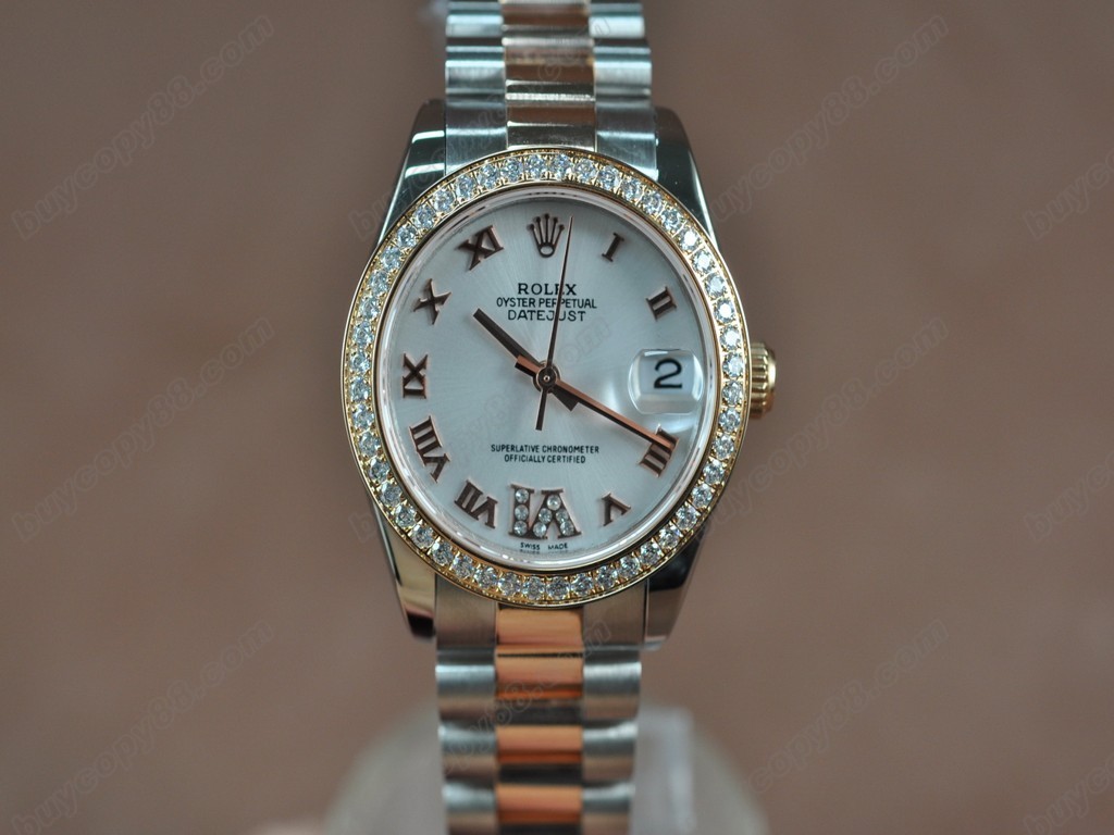 勞力士【男性用】 DateJust 36mm TT Diamonds White Dial A-2836-2 自動機芯搭載2