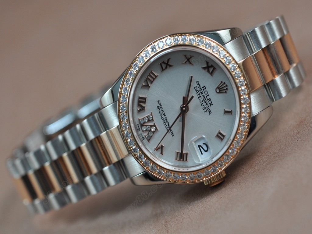 勞力士【男性用】 DateJust 36mm TT Diamonds White Dial A-2836-2 自動機芯搭載3