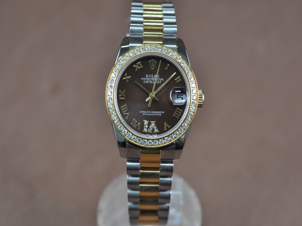 勞力士【男性用】 DateJust 36mm TT Diamonds White Dial A-2836-2自動機芯搭載0