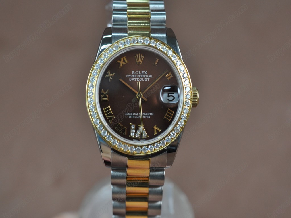 勞力士【男性用】 DateJust 36mm TT Diamonds White Dial A-2836-2自動機芯搭載1