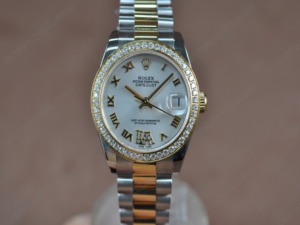 勞力士【男性用】DateJust 36mm TT Diamonds White Dial A-2836-2自動機芯搭載2