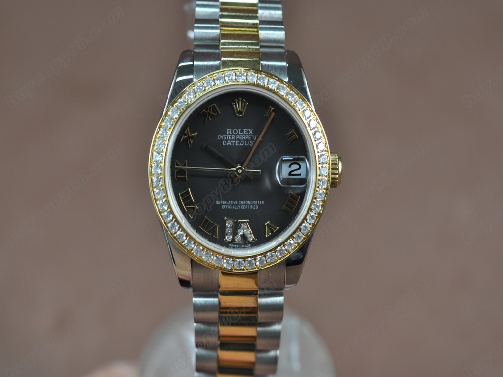 勞力士【男性用】DateJust 36mm TT Diamonds White Dial A-2836-2自動機芯搭載1