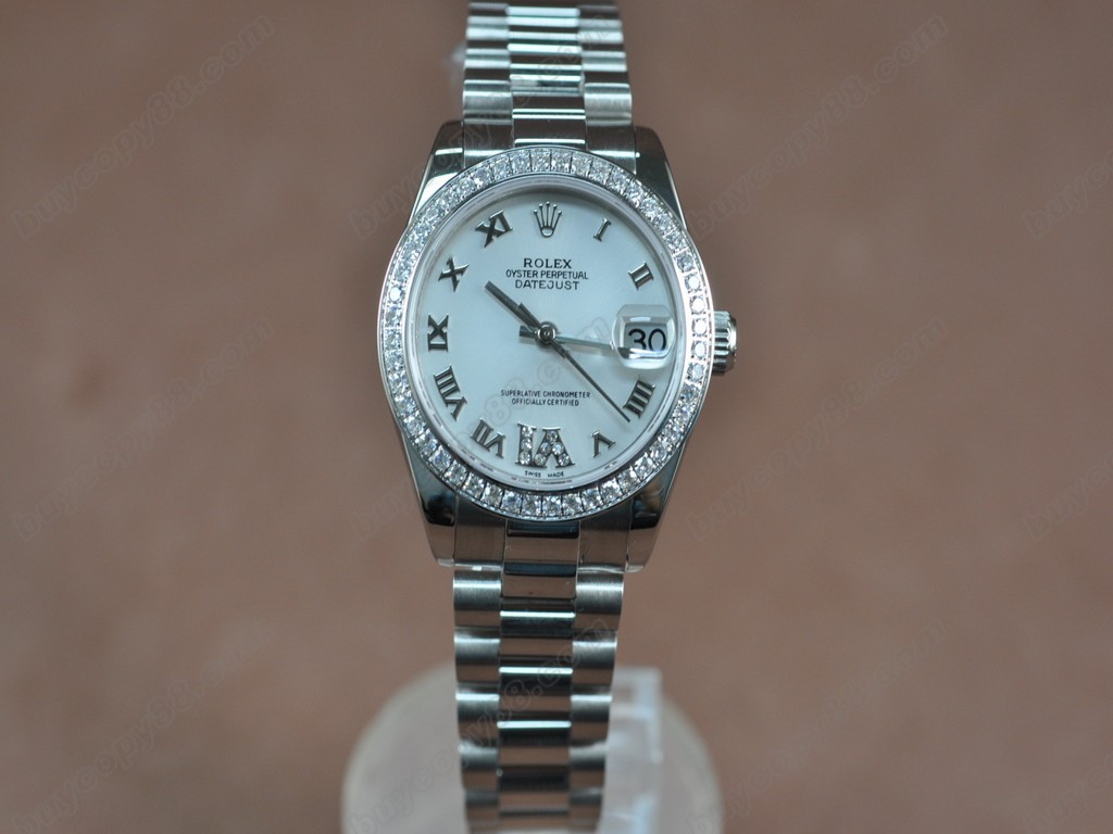 勞力士【男性用】 DateJust 36mm SS/SS Diamonds White Dial A-2836-2 自動機芯搭載0