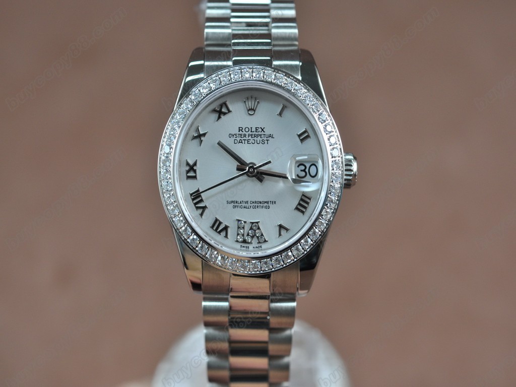 勞力士【男性用】 DateJust 36mm SS/SS Diamonds White Dial A-2836-2 自動機芯搭載1