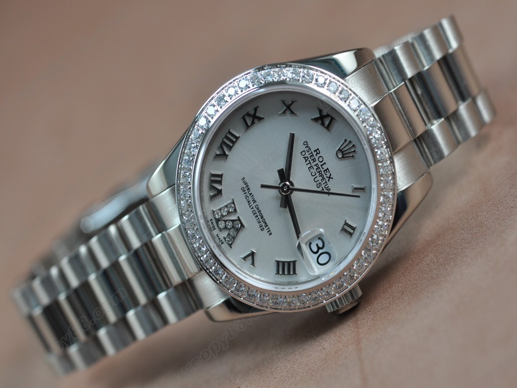 勞力士【男性用】 DateJust 36mm SS/SS Diamonds White Dial A-2836-2 自動機芯搭載2