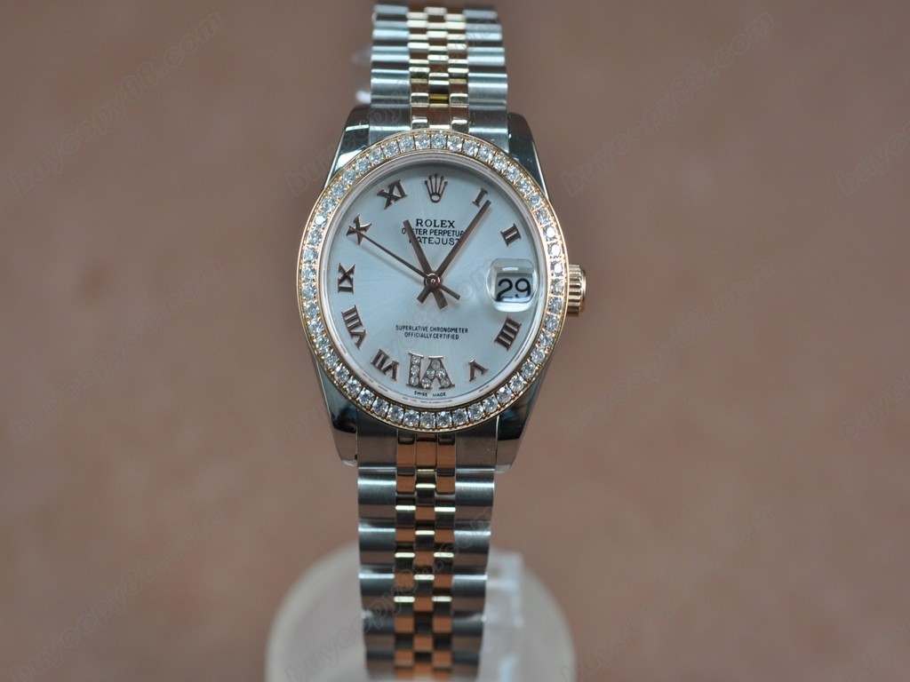 勞力士【男性用】 DateJust 36mm TT Diamonds White Dial A-2836-2 自動機芯搭載6