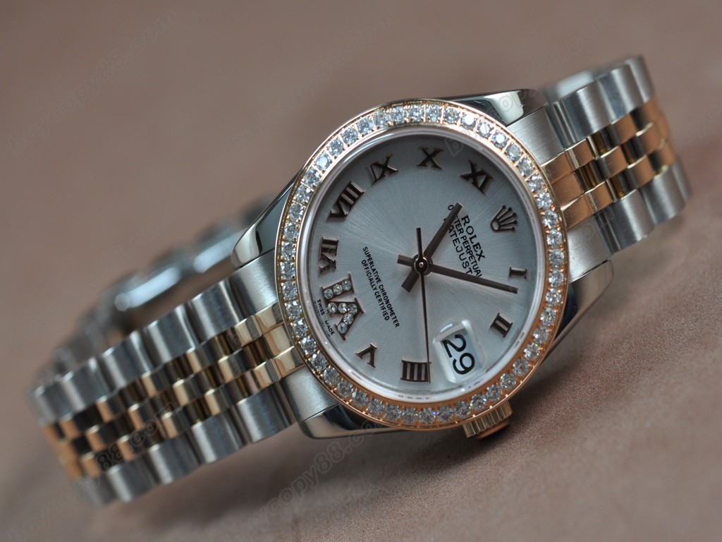 勞力士【男性用】 DateJust 36mm TT Diamonds White Dial A-2836-2 自動機芯搭載4