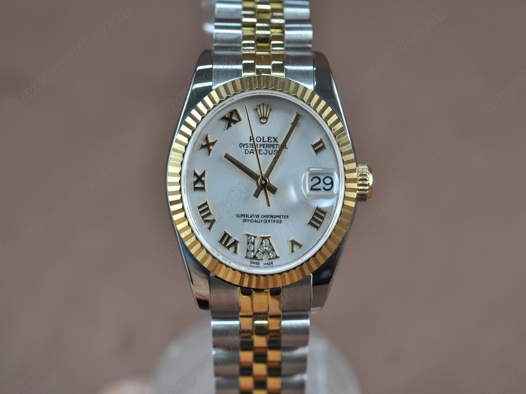 勞力士【男性用】DateJust 36mm TT White Dial A-2836-2 自動機芯搭載5