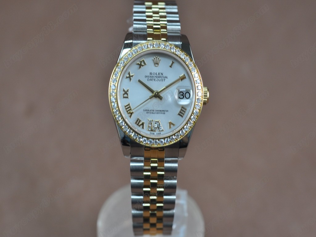 勞力士【男性用】DateJust 36mm TT Diamonds White Dial A-2836-2自動機芯搭載0