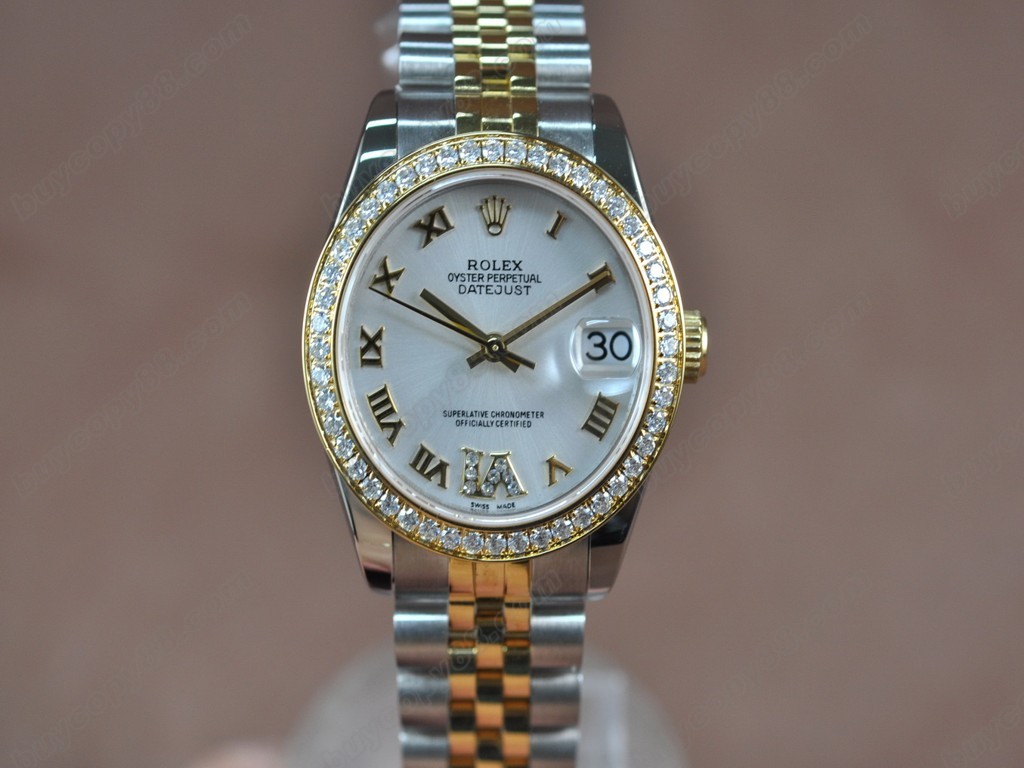 勞力士【男性用】DateJust 36mm TT Diamonds White Dial A-2836-2自動機芯搭載1