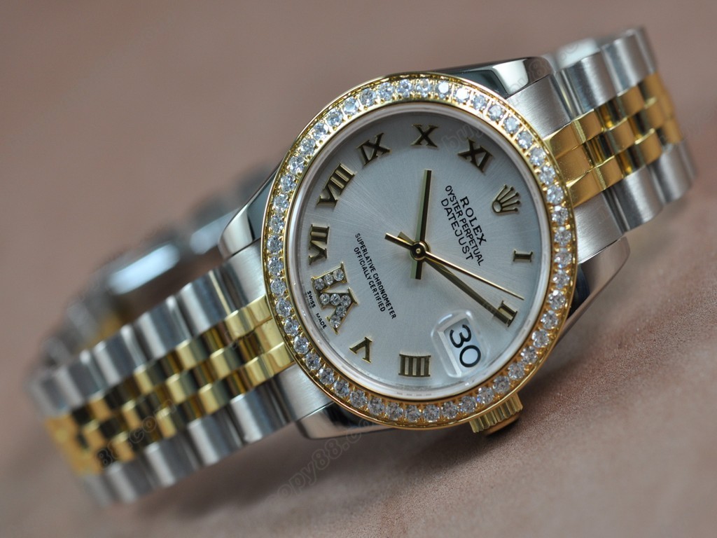 勞力士【男性用】DateJust 36mm TT Diamonds White Dial A-2836-2自動機芯搭載2