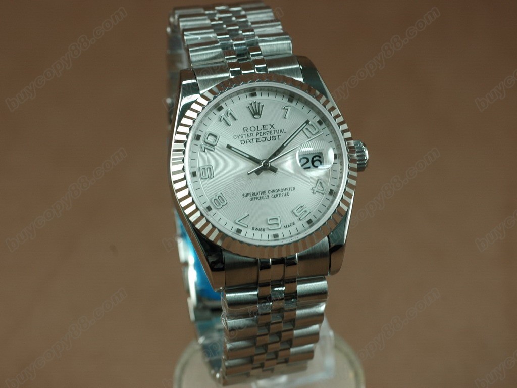 勞力士【男性用】DateJust 36mm SS/SS White Dial A-2836-2自動機芯搭載 0