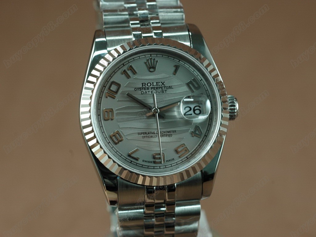 勞力士【男性用】DateJust 36mm SS/SS White Dial A-2836-2自動機芯搭載 1