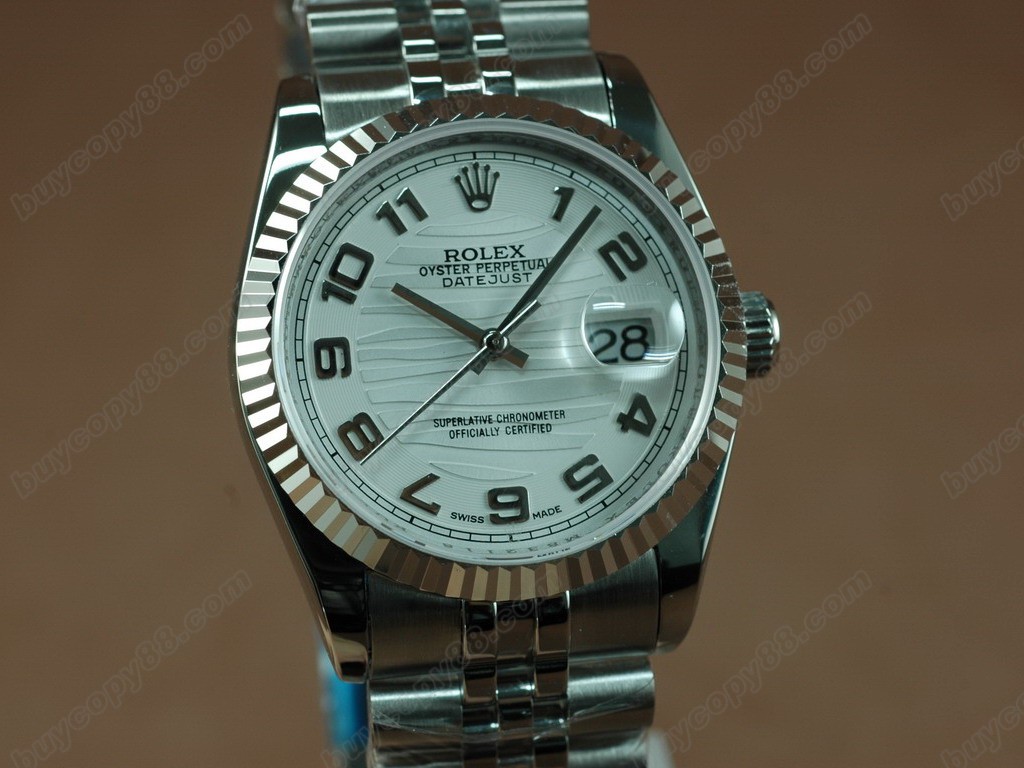 勞力士【男性用】DateJust 36mm SS/SS White Dial A-2836-2自動機芯搭載 1