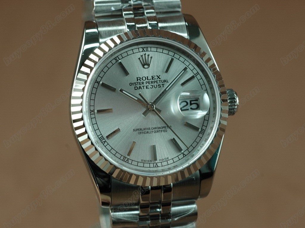 勞力士【男性用】 DateJust 36mm SS/SS White Dial A-2836-2自動機芯搭載0