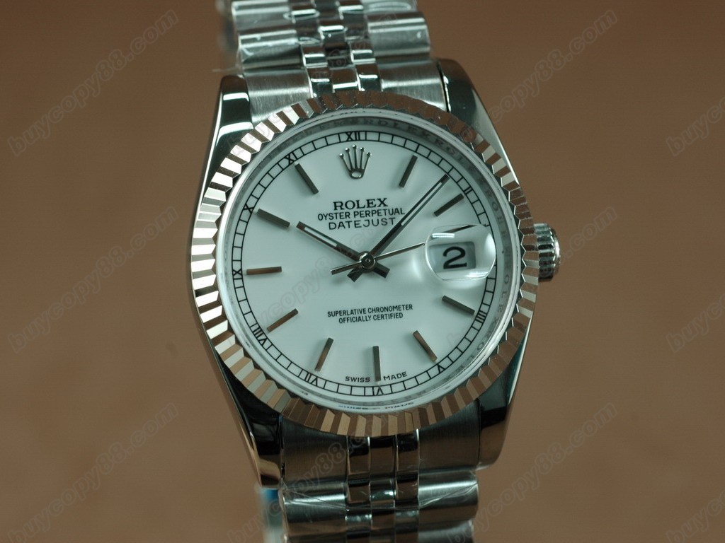 勞力士【男性用】 DateJust 36mm SS/SS White Dial A-2836-2自動機芯搭載2