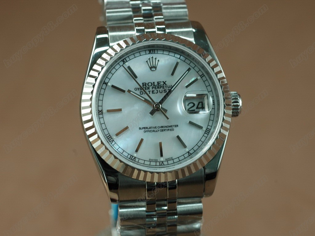 勞力士【男性用】DateJust 36mm SS/SS White Dial A-2836-2自動機芯搭載2