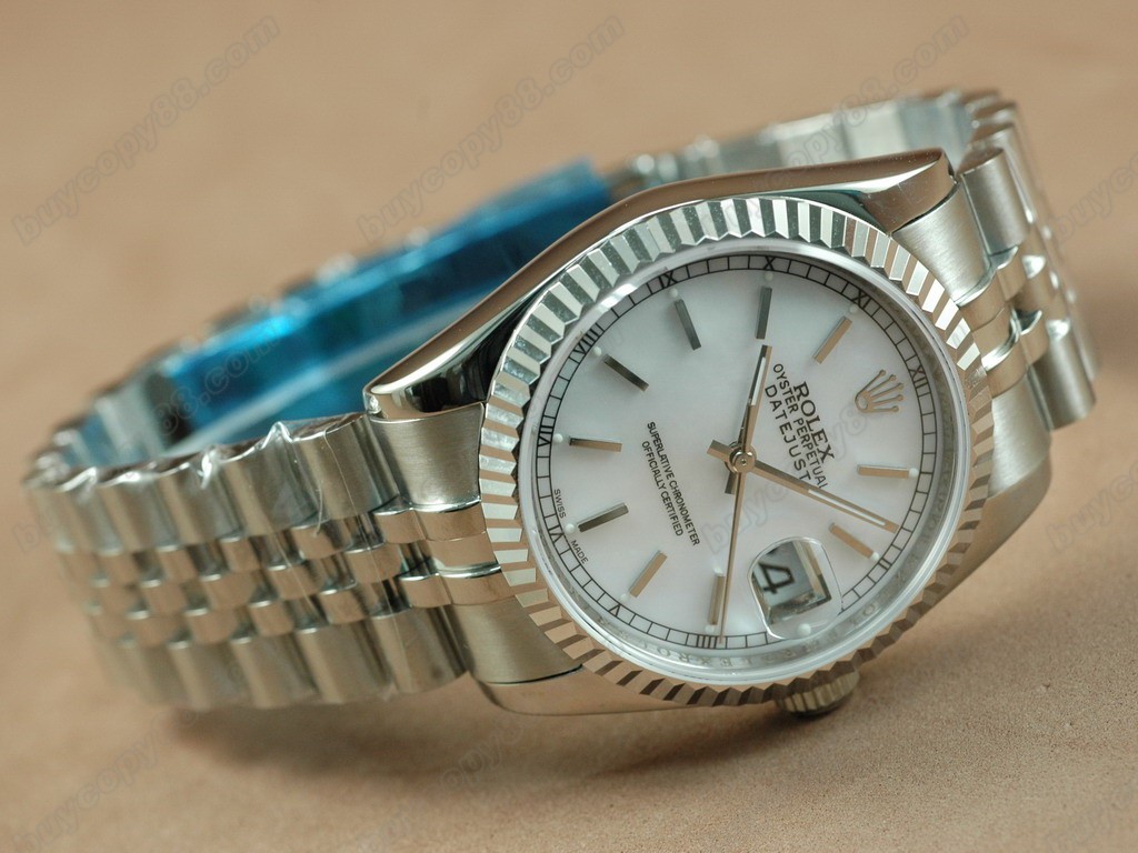 勞力士【男性用】DateJust 36mm SS/SS White Dial A-2836-2自動機芯搭載1