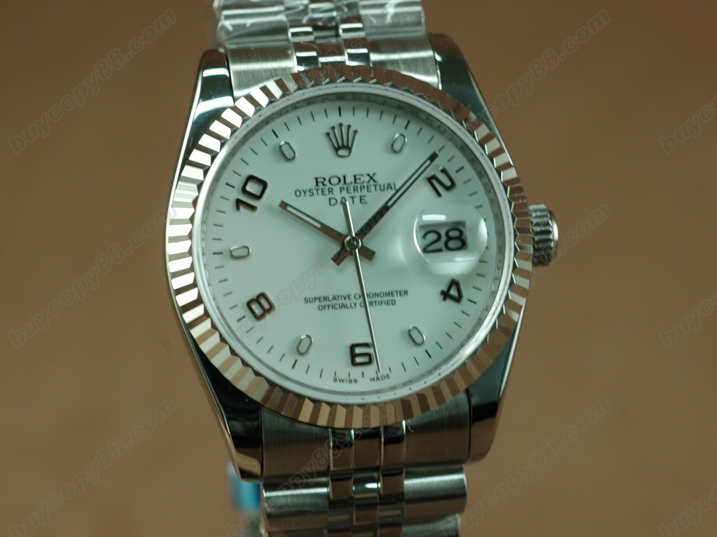 勞力士【男性用】DateJust 36mm SS/SS White Dial A-2836-2 自動機芯搭載1