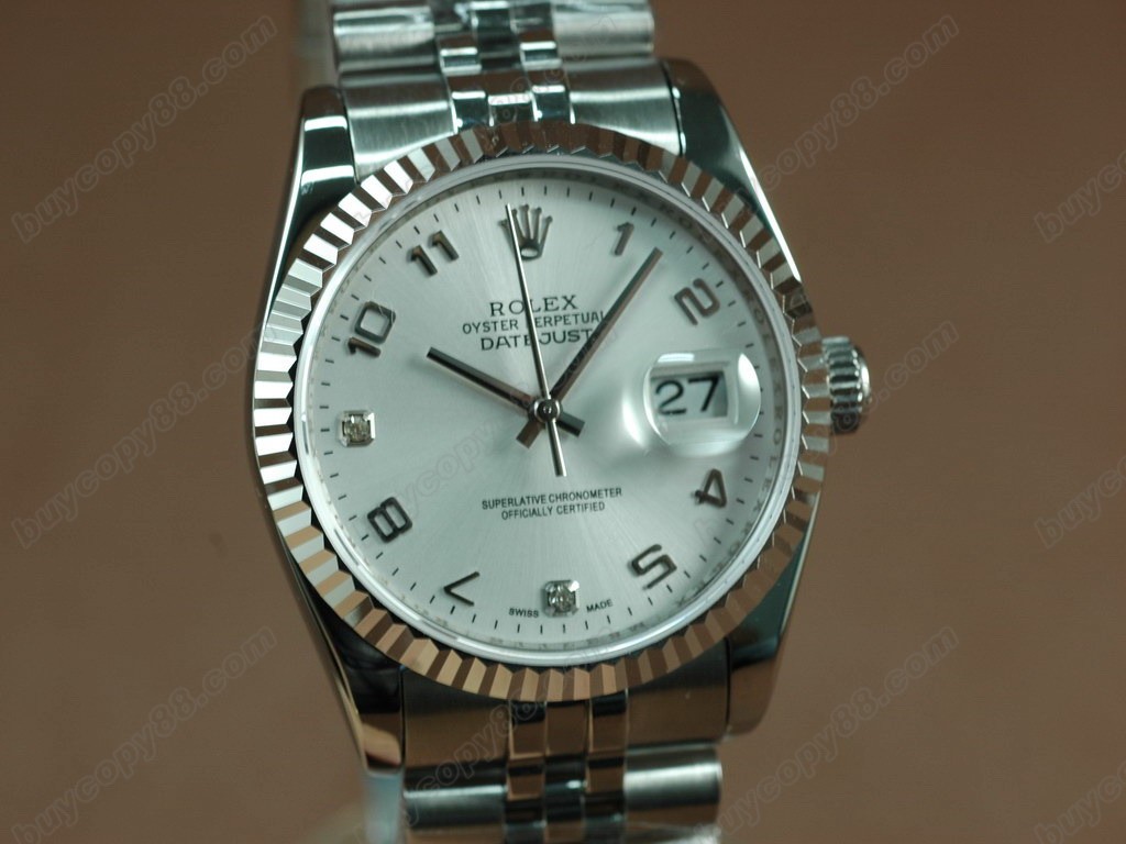 勞力士【男性用】 DateJust 36mm SS/SS White Dial A-2836-2自動機芯搭載3