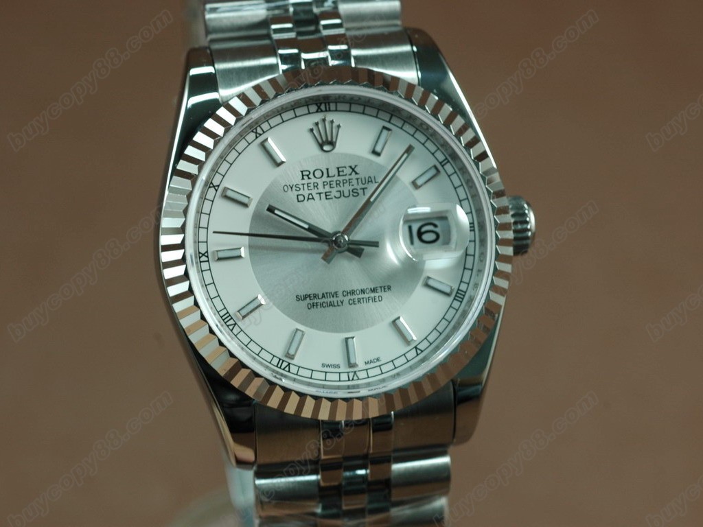 勞力士【男性用】 DateJust 36mm SS/SS White Dial A-2836-2自動機芯搭載2