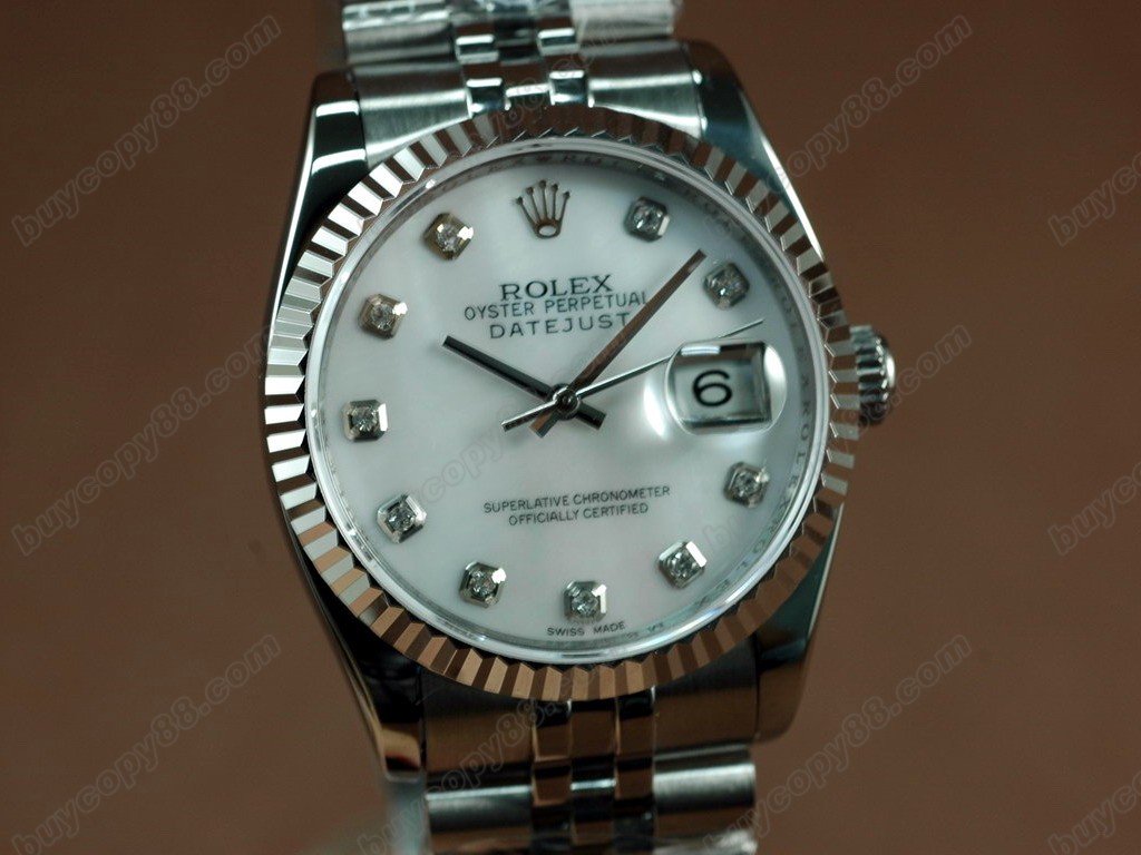 勞力士【男性用】DateJust 36mm SS/SS White Dial A-2836-2 自動機芯搭載1